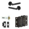 Complete Venice Door Handle Pack - Heavy Duty Latch - Matt Black - 102mm / 3-inch Hinges - JE-F22B-MB