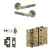 Complete Venice Door Handle Pack - Heavy Duty Latch - Antique Brass - 102mm / 3-inch Hinges - JE-F22B-AB