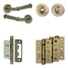 Complete Classic Door Handle Pack - Bathroom - Antique Brass - By Frelan Hardware - JE-A5B3-AB