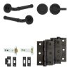 Complete Midtown Door Handle Pack - Heavy Duty Tubular Bathroom (Knurled Thumb Turn) - Matt Black - 102mm / 3-inch Hinges - JE-G32B1-MB