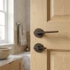 Complete Gio Door Handle Pack - Bathroom Lock (Plain Thumb Turn) - Dark Bronze - 65mm / 4-inch Hinges - JE-E5A2-DB