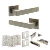 Senza Pari Panetti Door Handle Pack (Euro Lock Set - 2.5" CE Sashlock, 4" Fire Rated Hinges x3) - Satin Nickel