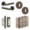 Complete Venice Door Handle Pack - Sashlock - Dark Bronze - 65mm / 3-inch Hinges - JE-F7B8-DB