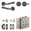 Complete Classic Door Handle Pack - Heavy Duty Tubular Bathroom (Plain Thumb Turn) - Black Nickel - 76mm / 4-inch Hinges - JE-A31A2-BN