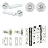 Complete Hex Door Handle Pack - Heavy Duty Tubular Bathroom (Standard Thumb Turn) - Polished Chrome - 76mm / 3-inch Hinges - JE-C31B3-PC