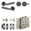 Complete Bari Door Handle Pack - Heavy Duty Tubular Bathroom (Plain Thumb Turn) - Black Nickel - 64mm / 4-inch Hinges - JE-D30A2-BN