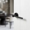 Oro & Oro Stradi Lever Door Handle on Round Rose - Matt Black (Pair)