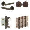 Complete Venice Door Handle Pack - Bathroom Lock (Standard Thumb Turn) - Dark Bronze - 76mm / 3-inch Hinges - JE-F6B3-DB