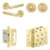 Complete Venice Door Handle Pack - Bathroom Lock (Standard Thumb Turn) - Satin Brass - 65mm / 4-inch Hinges - JE-F5A3-SB