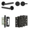 Complete Bari Door Handle Pack - Bathroom Lock (Knurled Thumb Turn) - Matt Black - 65mm / 4-inch Hinges - JE-D5A1-MB