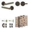 Complete Bari Door Handle Pack - Heavy Duty Tubular Bathroom (Knurled Thumb Turn) - Dark Bronze - 102mm / 4-inch Hinges - JE-D32A1-DB