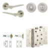 Complete Gio Door Handle Pack - Heavy Duty Tubular Bathroom (Standard Thumb Turn) - Satin Nickel - 102mm / 4-inch Hinges - JE-E32A3-SN