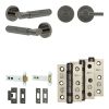 Complete Bloom Door Handle Pack - Heavy Duty Tubular Bathroom (Plain Thumb Turn) - Black Nickel - 102mm / 3-inch Hinges - JE-B32B2-BN