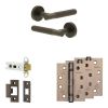 Complete Venice Door Handle Pack - Heavy Duty Latch - Dark Bronze - 76mm / 4-inch Hinges - JE-F21A-DB