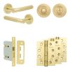 Complete Venice Door Handle Pack - Bathroom Lock (Standard Thumb Turn) - Satin Brass - 76mm / 4-inch Hinges - JE-F6A3-SB
