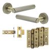 Complete Hex Door Handle Pack - Internal Doors - Antique Brass - 64mm / 3-inch Hinges - JE-C1B-AB