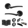 STATUS Indiana Door Handle Pack (Euro Lock Set - 3" CE Sashlock, 3" Fire Rated Hinges x3) - Matt Black