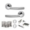 STATUS Nevada Door Handle Pack (Euro Lock Set - 2.5" CE Sashlock, 4" Fire Rated Hinges x3) - Polished Chrome