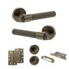 Senza Pari Andretta Door Handle Pack (Bathroom Set - 2.5" CE Bathroom Lock, 4" Slim Knuckle Hinges x2) - Antique Brass