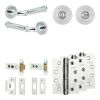 Complete Classic Door Handle Pack - Heavy Duty Tubular Bathroom (Standard Thumb Turn) - Polished Chrome - 76mm / 4-inch Hinges - JE-A31A3-PC