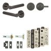 Complete Venice Door Handle Pack - Heavy Duty Tubular Bathroom (Plain Thumb Turn) - Black Nickel - 102mm / 3-inch Hinges - JE-F32B2-BN