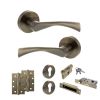 STATUS Colorado Door Handle Pack (Euro Lock Set - 3" CE Sashlock, 4" Slim Knuckle Hinges x2) - Antique Brass