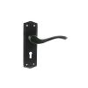 Old English Warwick Key Lever Door Handle on Backplate - Matt Black (Pair)