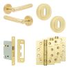 Complete Bari Door Handle Pack - Sashlock - Satin Brass - 76mm / 4-inch Hinges - JE-D8A8-SB