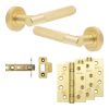Complete Bari Door Handle Pack - Internal Doors - Satin Brass - 76mm / 4-inch Hinges - JE-D3A-SB