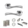 STATUS Texas Door Handle Pack (Euro Lock Set - 2.5" CE Sashlock, 4" Slim Knuckle Hinges x2) - Satin Chrome