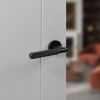 Senza Pari Rosarno Knurled Lever Door Handle on Minimal Round Rose - Matt Black (Pair)