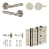 Complete Bari Door Handle Pack - Heavy Duty Tubular Bathroom (Knurled Thumb Turn) - Satin Nickel - 102mm / 3-inch Hinges - JE-D32B1-SN