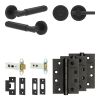 Complete Bloom Door Handle Pack - Heavy Duty Tubular Bathroom (Plain Thumb Turn) - Matt Black - 76mm / 4-inch Hinges - JE-B31A2-MB