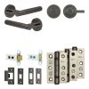 Complete Venice Door Handle Pack - Heavy Duty Tubular Bathroom (Plain Thumb Turn) - Black Nickel - 64mm / 3-inch Hinges - JE-F30B2-BN