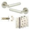Complete Hex Door Handle Pack - Internal Doors - Satin Nickel - 76mm / 4-inch Hinges - JE-C3A-SN