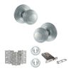 Old English Ripon Door Knob Pack (Lock Set - Horizontal Sashlock, 3" Fire Rated Hinges x3) - Satin Chrome