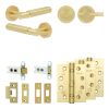 Complete Bloom Door Handle Pack - Heavy Duty Tubular Bathroom (Plain Thumb Turn) - Satin Brass - 64mm / 4-inch Hinges - JE-B30A2-SB