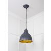 Hammered Brass Brindley Pendant in Slate