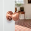 Old English Harrogate Door Knob Pack (Latch Set - 3" HD Latch, 3" Fire Rated Hinges x3) - Urban Satin Copper
