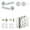 Complete Bloom Door Handle Pack - Heavy Duty Tubular Bathroom (Plain Thumb Turn) - Polished Chrome - 76mm / 4-inch Hinges - JE-B31A2-PC