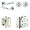 Complete Classic Door Handle Pack - Bathroom Lock (Standard Thumb Turn) - Polished Chrome - 76mm / 4-inch Hinges - JE-A6A3-PC