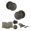 Old English Harrogate Door Knob Pack (Lock Set - Horizontal Bathlock, 4" Fire Rated Hinges x3) - Urban Bronze