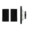 AGB Wave Flush Door Handle & Bathroom Lock Set - Matt Black