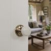 Old English Skipton Door Knob Pack (Bathroom Set - 3" Deadbolt, 3" Fire Rated Hinges x3) - Antique Brass