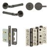Complete Midtown Door Handle Pack - Bathroom Lock (Knurled Thumb Turn) - Black Nickel - 76mm / 3-inch Hinges - JE-G6B1-BN