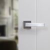Forme Asti Lever Door Handle on Minimal Square Rose - Satin Chrome (Pair)