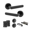 STATUS Carolina Door Handle Pack (Bathroom Set - 3" CE Bathroom Lock, 4" Slim Knuckle Hinges x2) - Matt Black
