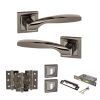 STATUS Oklahoma Door Handle Pack (3 Lever Lock Set - 3" CE Sashlock, 3" Fire Rated Hinges x3) - Black Nickel