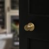 Old English Ripon Door Knob Pack (Latch Set - 3" HD Latch, 3" Fire Rated Hinges x3) - Raw Brass