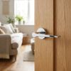 Complete Gio Door Handle Pack - Heavy Duty Latch - Polished Chrome - 64mm / 3-inch Hinges - JE-E20B-PC